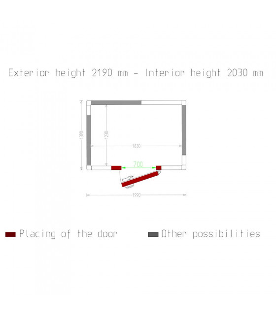 CHAMBRE FROIDE 80MM DIMENSIONS INTERIEURE 1830X1230XH2030MM 4.57M³ DIAMOND dans CHAMBRE FROIDE SANS GROUPE