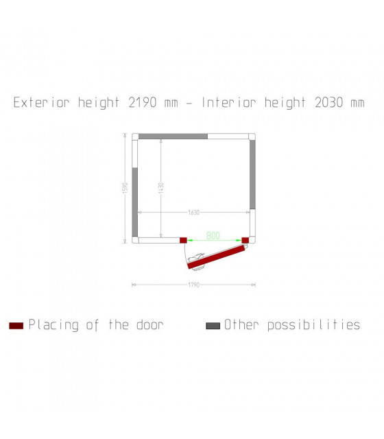 CHAMBRE FROIDE 80MM DIMENSIONS INTERIEURE 1630X1430XH2030MM 4.73M³ DIAMOND dans CHAMBRE FROIDE SANS GROUPE