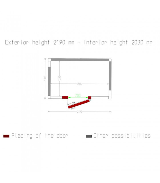 CHAMBRE FROIDE 80MM DIMENSIONS INTERIEURE 2030X1230XH2030MM 5.07M³ DIAMOND dans CHAMBRE FROIDE SANS GROUPE
