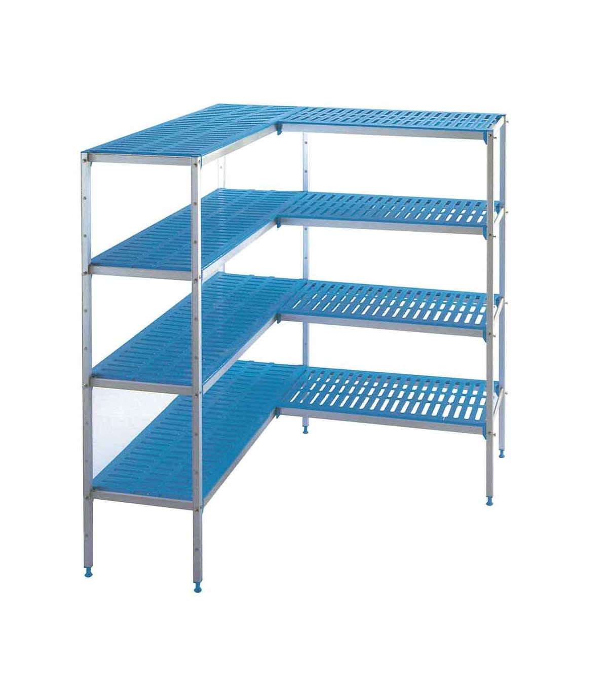 KIT RAYONNAGES ALUMINIUM EN L 4 NIVEAUX DIAMOND dans ETAGERE CHAMBRE FROIDE