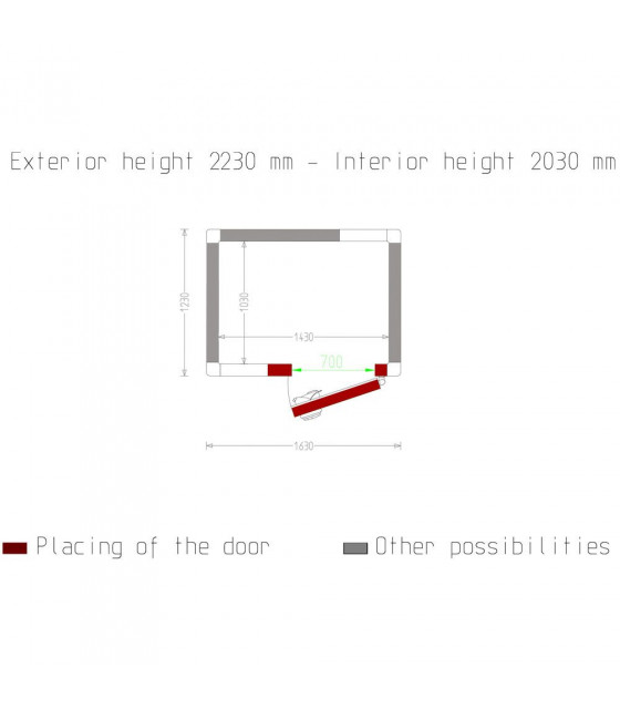 CHAMBRE FROIDE 100MM DIMENSIONS INTERIEURE 1430X1030XH2030MM 2.99M³ DIAMOND dans CHAMBRE FROIDE SANS GROUPE