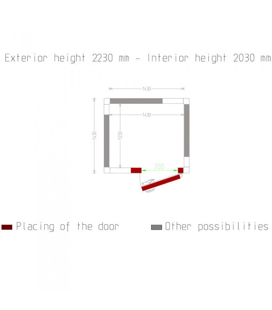 CHAMBRE FROIDE 100MM DIMENSIONS INTERIEURE 1430X1230XH2030MM 3.57M³ DIAMOND dans CHAMBRE FROIDE SANS GROUPE