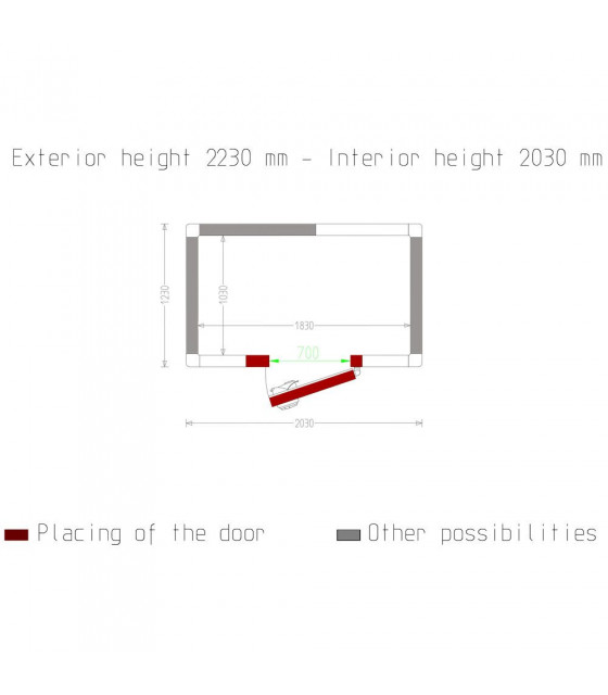 CHAMBRE FROIDE 100MM DIMENSIONS INTERIEURE 1830X1030XH2030MM 3.83M³ DIAMOND dans CHAMBRE FROIDE SANS GROUPE