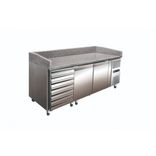 TABLE A PIZZA 2 PORTES + 7 TIROIRS 600X400 - 2010X800X825 AMATIS dans TABLE PIZZA