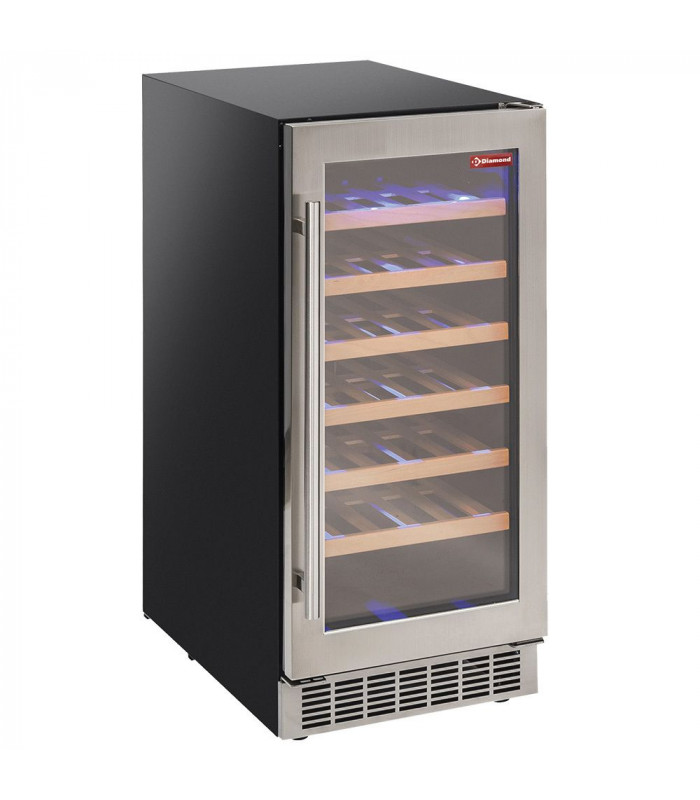 VITRINE CAVE A VINS VENTILEE PORTE EN ACIER INOX 106LT NOIRE DIAMOND dans CAVE A VIN