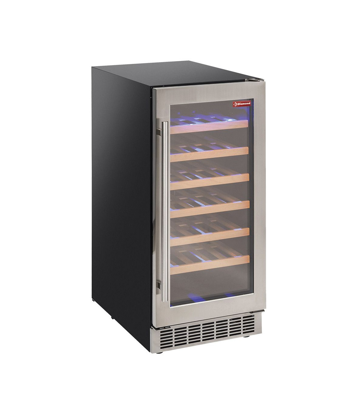 VITRINE CAVE A VINS VENTILEE PORTE EN ACIER INOX 106LT NOIRE DIAMOND dans CAVE A VIN