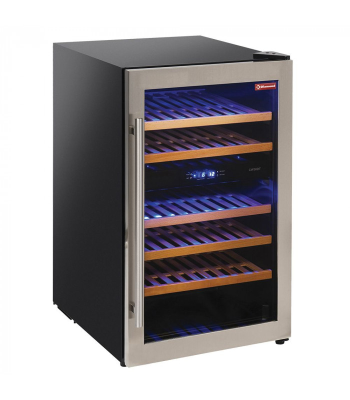 VITRINE CAVE A VIN VENTILEE PORTE EN ACIER INOX 140LT 2T° NOIRE DIAMOND dans CAVE A VIN