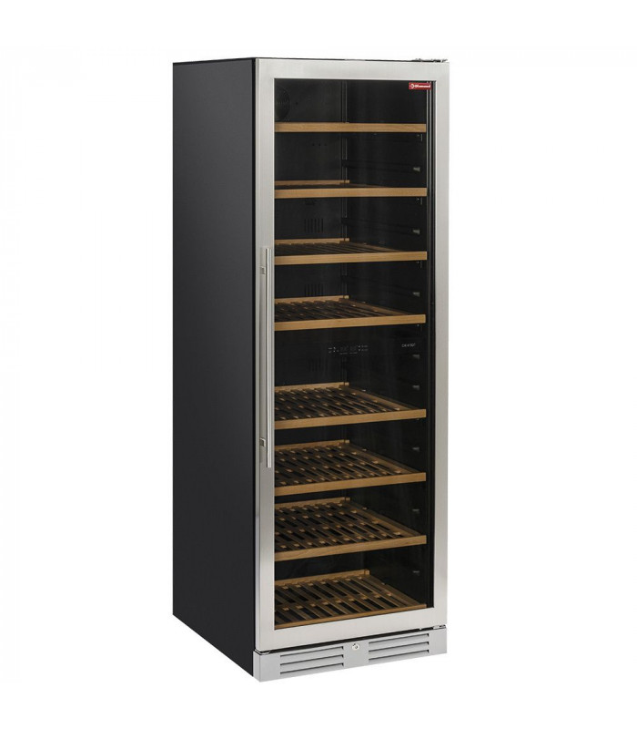 VITRINE CAVE A VIN VENTILEE PORTE EN ACIER INOX 470LT 2 T° NOIRE DIAMOND dans CAVE A VIN