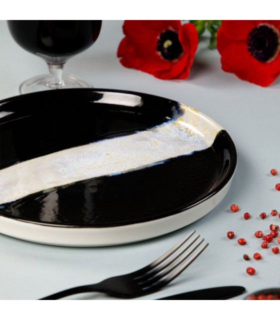ASSIETTE PLATE BORD DROIT Ø21CM CIRCE NOIR & NACRE SARREGUEMINES dans SARREGUEMINES