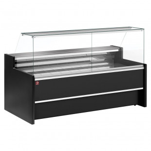 COMPTOIR VITRINE REFRIGERE VITRE DROITE 90° AVEC RESERVE NOIR 250CM DIAMOND dans COMPTOIR