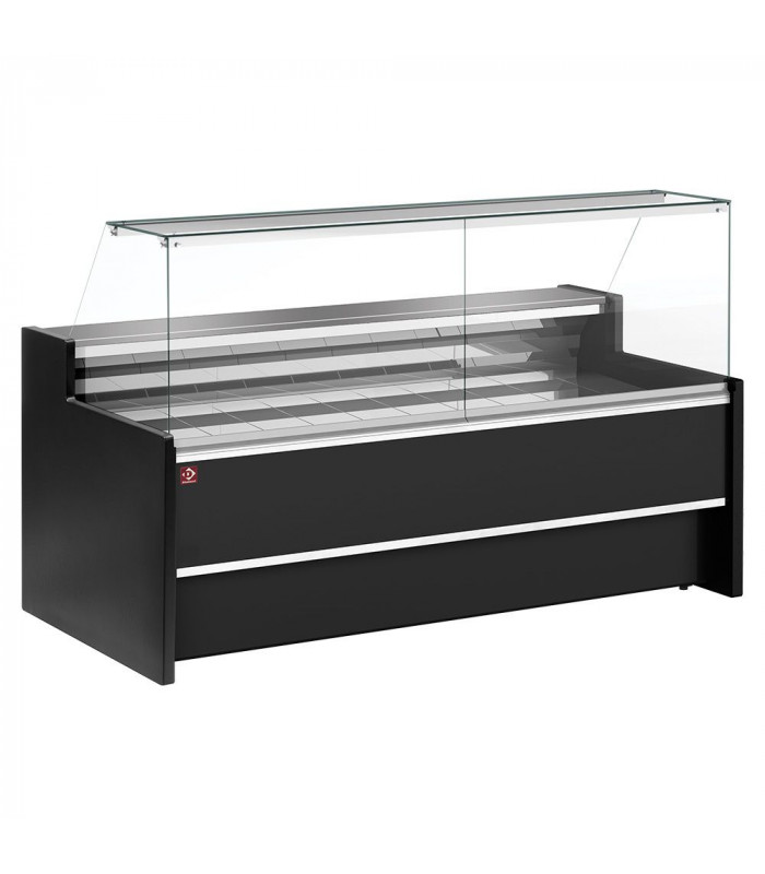 COMPTOIR VITRINE REFRIGERE VITRE DROITE 90° AVEC RESERVE NOIR 250CM DIAMOND dans COMPTOIR