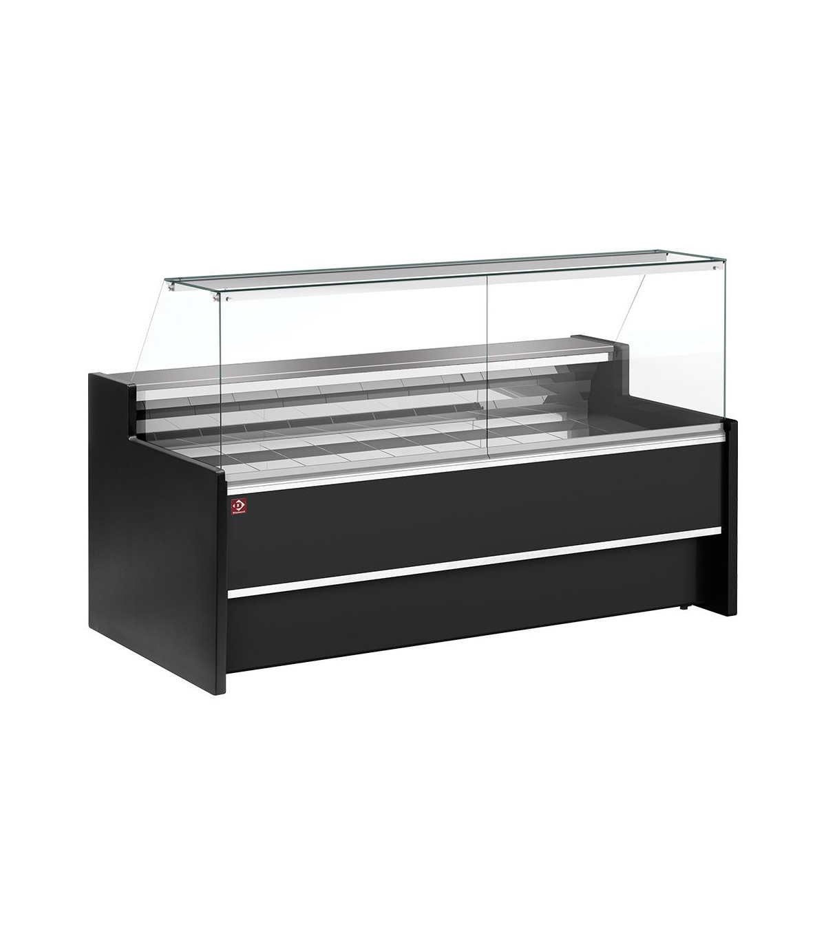 COMPTOIR VITRINE REFRIGERE VITRE DROITE 90° AVEC RESERVE NOIR 250CM DIAMOND dans COMPTOIR