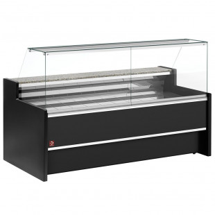 COMPTOIR VITRINE REFRIGERE VITRE DROITE 90° AVEC RESERVE NOIR 150CM DIAMOND dans COMPTOIR