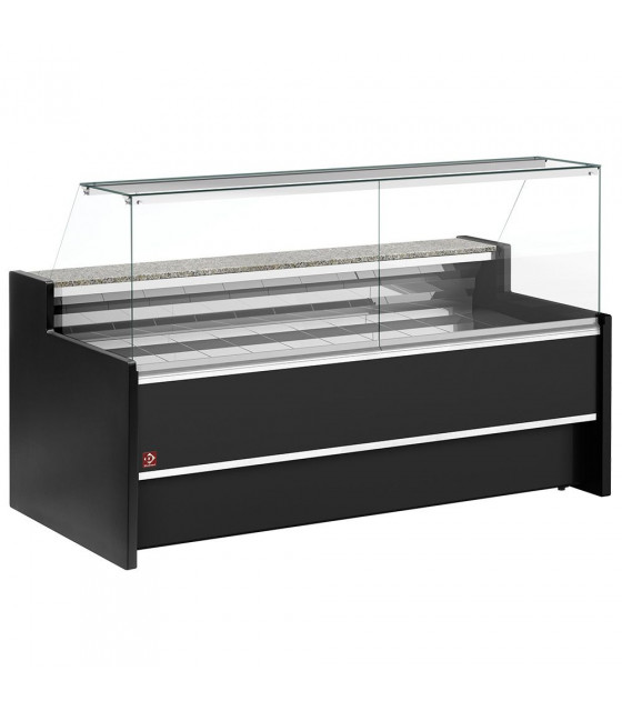 COMPTOIR VITRINE REFRIGERE VITRE DROITE 90° AVEC RESERVE NOIR 150CM DIAMOND dans COMPTOIR