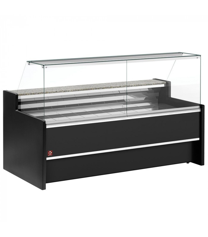 COMPTOIR VITRINE REFRIGERE VITRE DROITE 90° AVEC RESERVE NOIR 150CM DIAMOND dans COMPTOIR