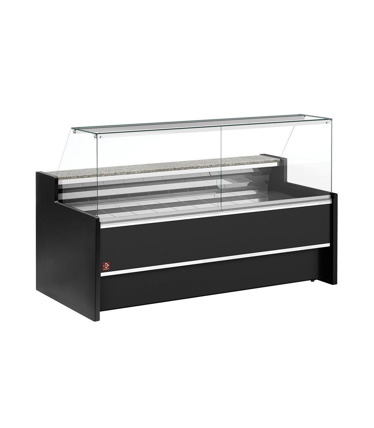 COMPTOIR VITRINE REFRIGERE VITRE DROITE 90° AVEC RESERVE NOIR 150CM DIAMOND dans COMPTOIR