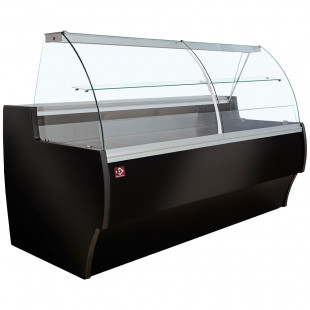 COMPTOIR VITRINE REFRIGERE A VITRE BOMBEE VENTILE AVEC RESERVE NOIR 250CM DIAMOND dans COMPTOIR