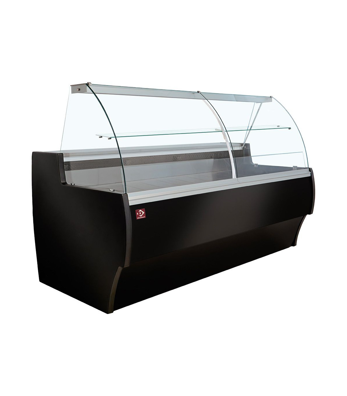 COMPTOIR VITRINE REFRIGERE A VITRE BOMBEE VENTILE AVEC RESERVE NOIR 150CM DIAMOND dans COMPTOIR
