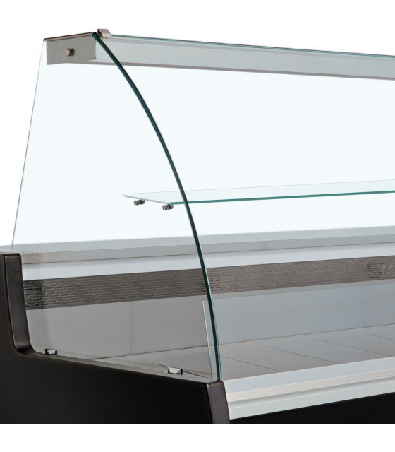 COMPTOIR VITRINE REFRIGERE A VITRE BOMBEE VENTILE AVEC RESERVE NOIR 150CM DIAMOND dans COMPTOIR