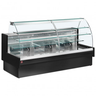 COMPTOIR VITRINE REFRIGERE STATIQUE CHARGEMENT A TIROIRS VITRE COURBE SANS RESERVE 290CM DIAMOND dans COMPTOIR