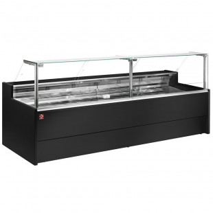 COMPTOIR VITRINE REFRIGERE VITRE DROITE 90° SUR PISTONS VENTILE AVEC RESERVE NOIR 200CM DIAMOND dans COMPTOIR