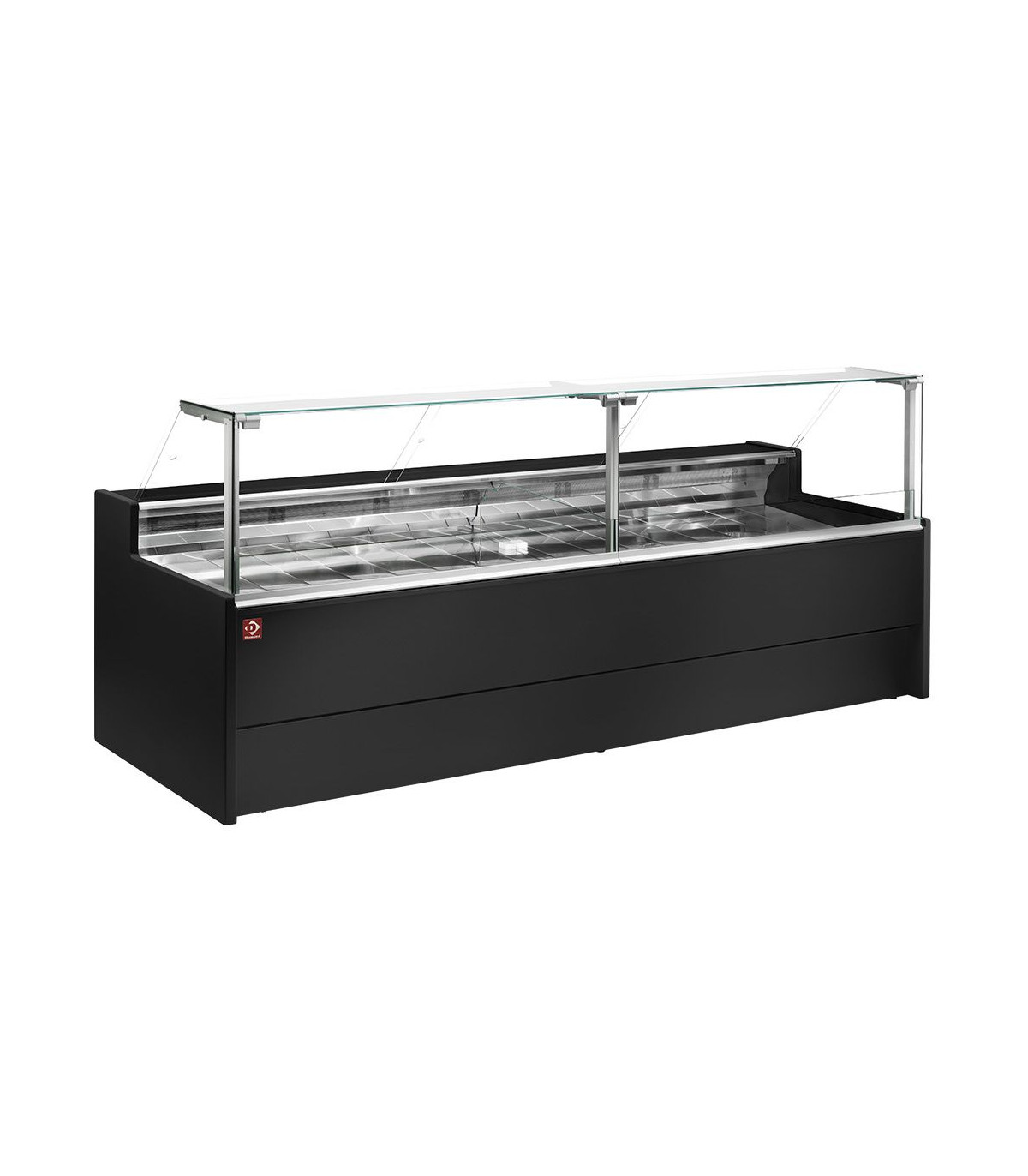 COMPTOIR VITRINE REFRIGERE VITRE DROITE 90° SUR PISTONS VENTILE AVEC RESERVE NOIR 200CM DIAMOND dans COMPTOIR