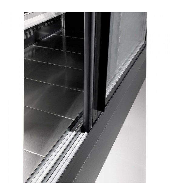 MEUBLE MURAL REFRIGERE VENTILE AVEC PORTES COULISSANTES EN VERRES NOIR 120CM DIAMOND dans VITRINES MURALE