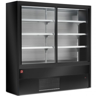 MEUBLE MURAL REFRIGERE VENTILE AVEC PORTES COULISSANTES EN VERRES NOIR 150CM DIAMOND dans VITRINES MURALE