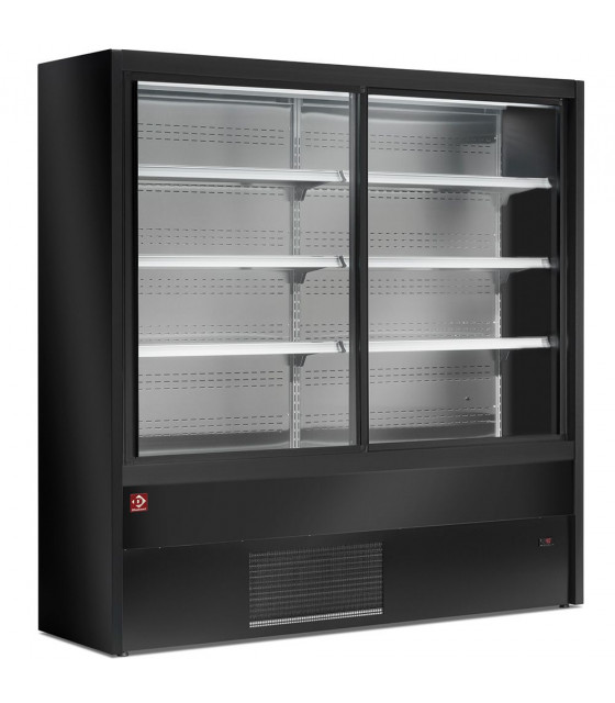 MEUBLE MURAL REFRIGERE VENTILE AVEC PORTES COULISSANTES EN VERRES NOIR 180CM DIAMOND dans VITRINES MURALE