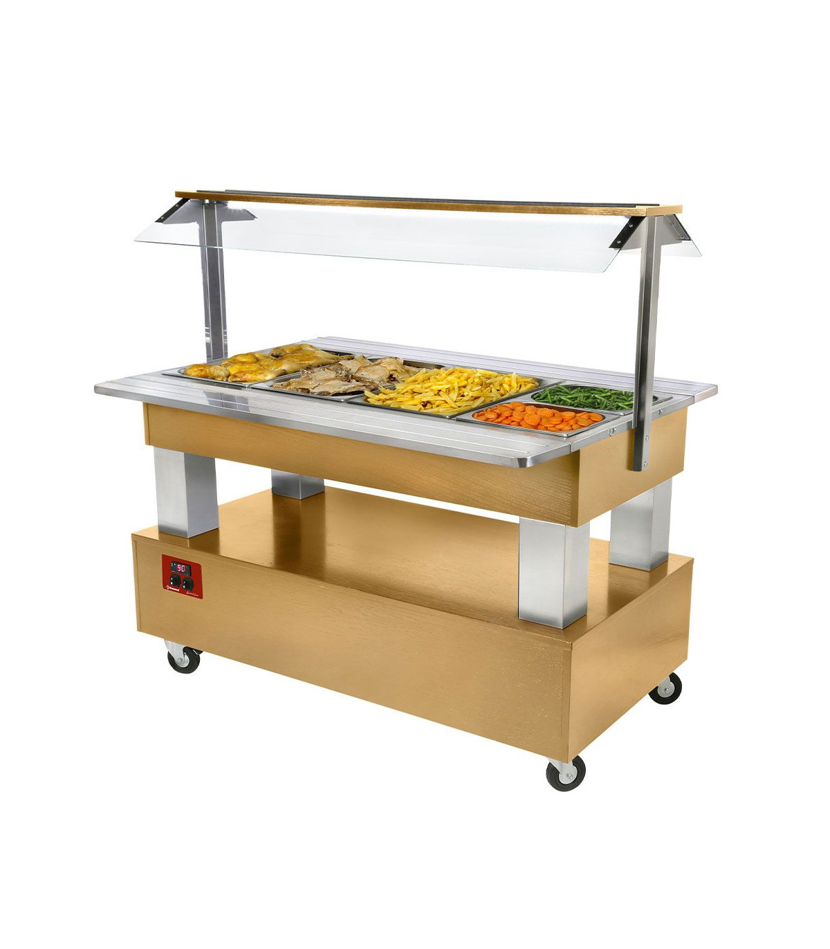 BUFFET CHAUFFANT BAIN-MARIE 4XGN1/1-150 BOIS CHENE CLAIR DIAMOND dans BUFFET BAIN MARIE