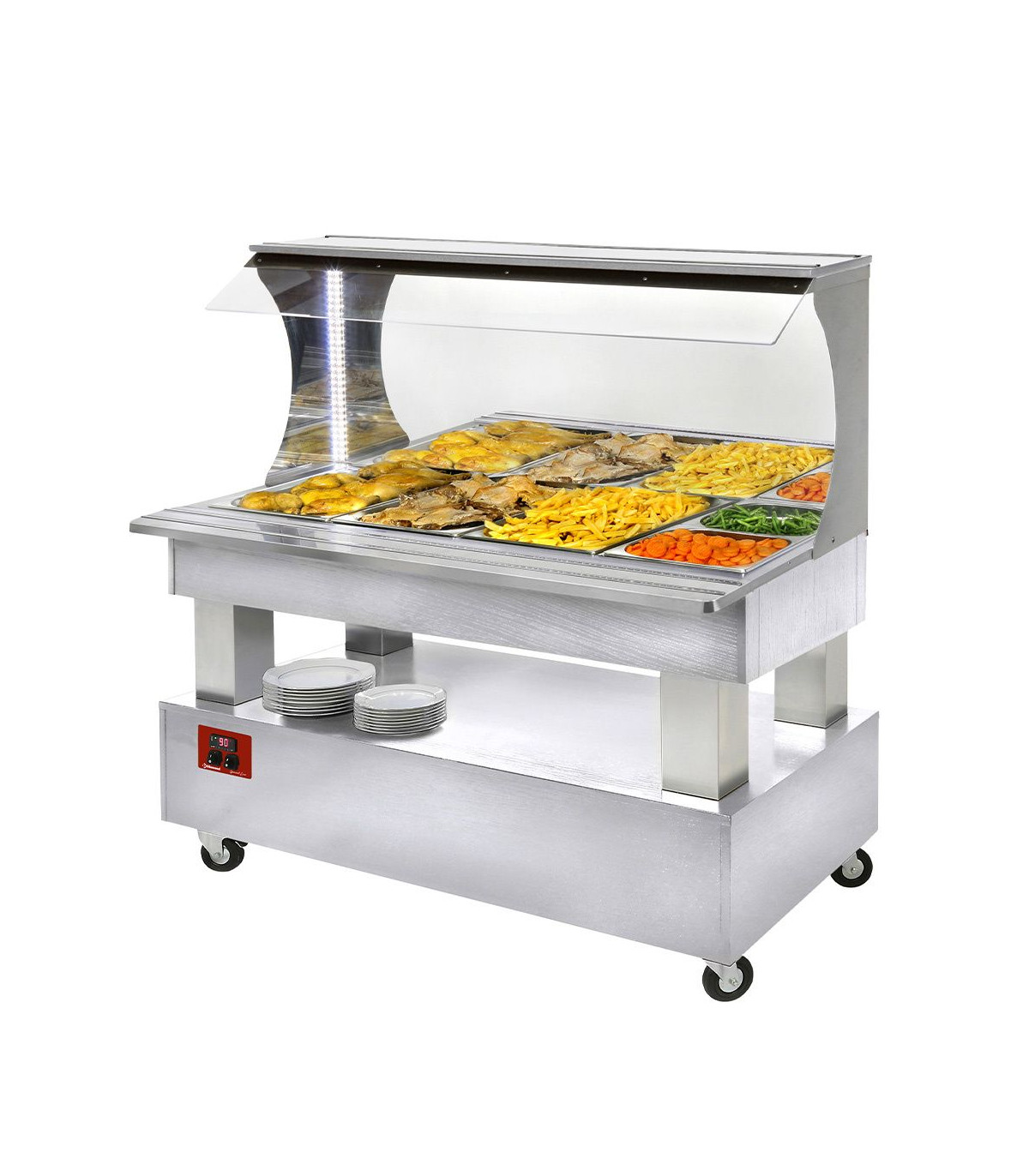 BUFFET CHAUFFANT MURAL BAIN-MARIE 4X1/1H150 BOIS BLANC DIAMOND dans BUFFET BAIN MARIE