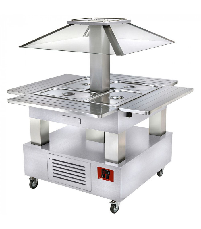 ILOT BUFFET CHAUFFANT BAIN-MARIE 4X1/1H150 BOIS BLANC DIAMOND dans BUFFET BAIN MARIE