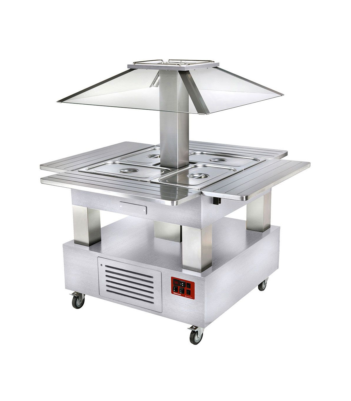 ILOT BUFFET CHAUFFANT BAIN-MARIE 4X1/1H150 COUPOLE MOTORISEE BOIS BLANC DIAMOND dans BUFFET BAIN MARIE