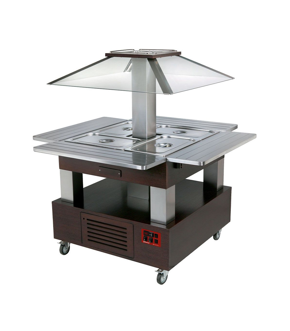 ILOT BUFFET CHAUFFANT BAIN-MARIE 4X1/1H150 COUPOLE MOTORISEE BOIS WENGE DIAMOND dans BAIN-MARIE