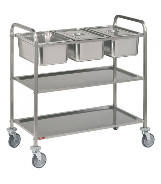 CHARIOT DE SERVICE INOX 3X GN1/1 + 2NIV DIAMOND dans CHARIOT DE DEBARRASSAGE
