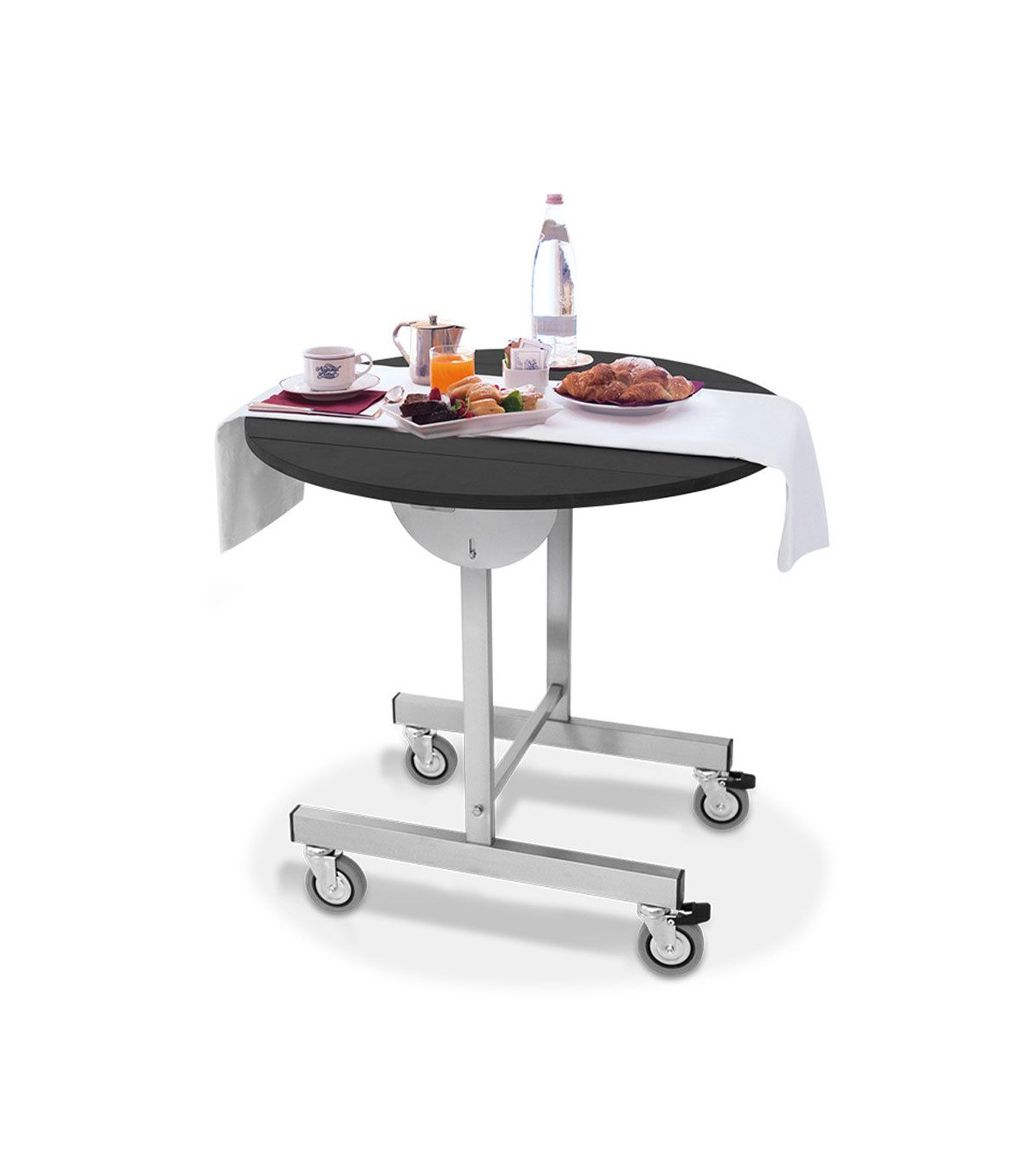 TABLE DE SERVICE Ø800MM SUR ROULETTES SERVICE CHAMBRE dans MOBILIER SALLE