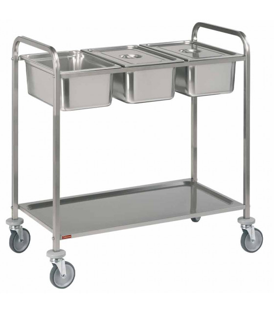 CHARIOT DE SERVICE INOX 3XGN1/1 + 1NIV DIAMOND dans CHARIOT DE DEBARRASSAGE