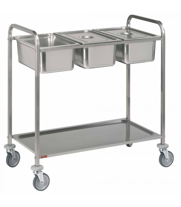 CHARIOT DE SERVICE INOX 3XGN1/1 + 1NIV DIAMOND dans CHARIOT DE DEBARRASSAGE