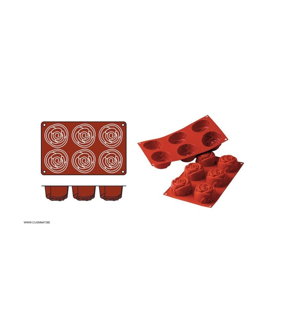 MOULE EN SILICONE GN1/3 ROSE SF077 ROSE SILICON FLEX dans MOULES PATISSERIES