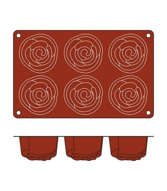 MOULE EN SILICONE GN1/3 ROSE SF077 ROSE SILICON FLEX dans MOULES PATISSERIES