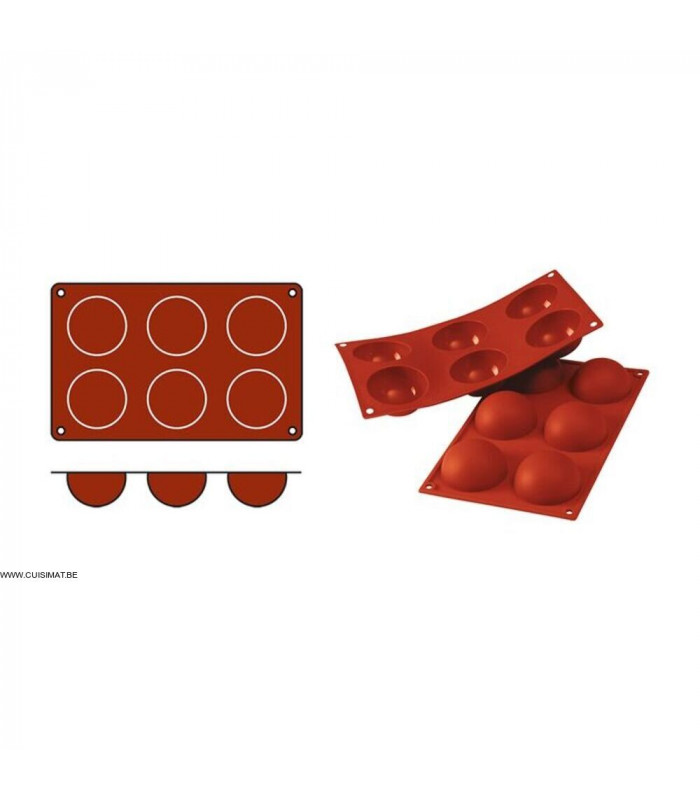 MOULE EN SILICONE GN1/3 6 PORTIONS SEMISFERA SILICON FLEX dans MOULES PATISSERIES