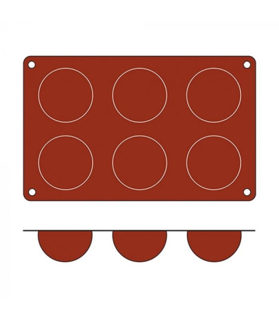 MOULE EN SILICONE GN1/3 6 PORTIONS SEMISFERA SILICON FLEX dans MOULES PATISSERIES