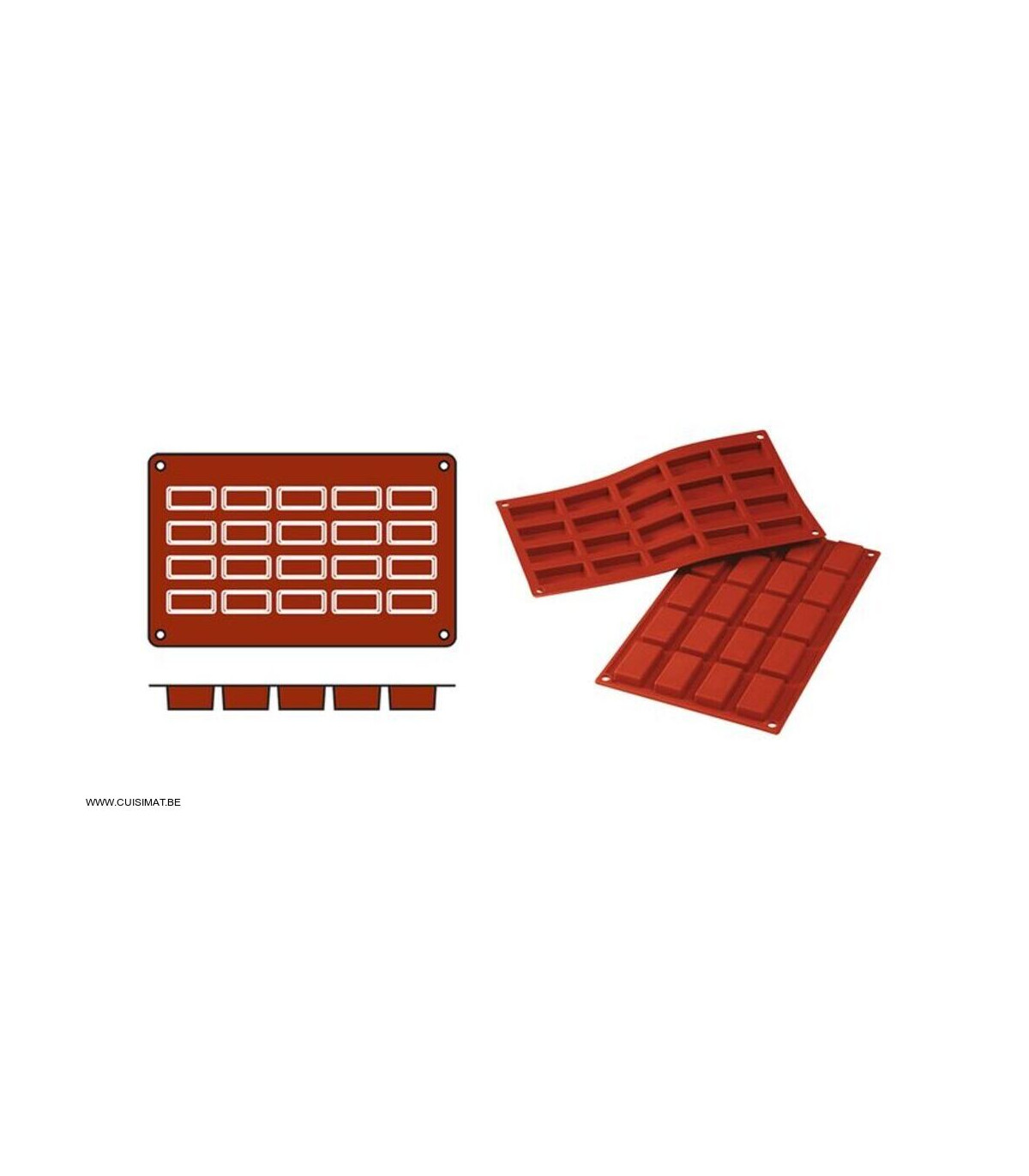 MOULE EN SILICONE GN1/3 20 PORTIONS SF025 FINANCIERS SILICON FLEX dans MOULES PATISSERIES