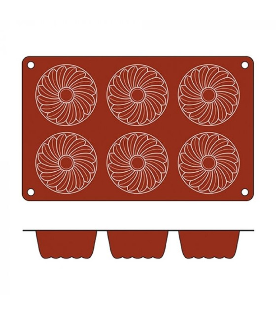 MOULE EN SILICONE GN1/3 6 PORTIONS SF058 GUGELHUPF SILICON FLEX dans MOULES PATISSERIES