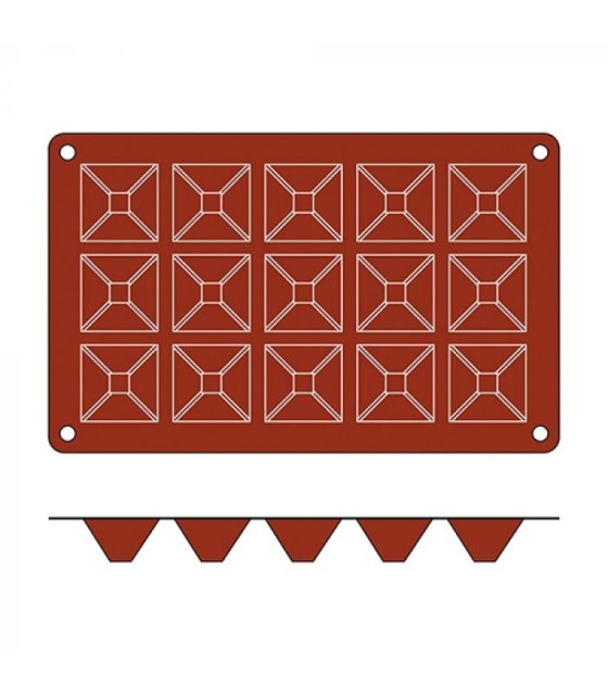 MOULE EN SILICONE GN1/3 15 PORTIONS SF008 MINI PYRAMID SILICON FLEX dans MOULES PATISSERIES