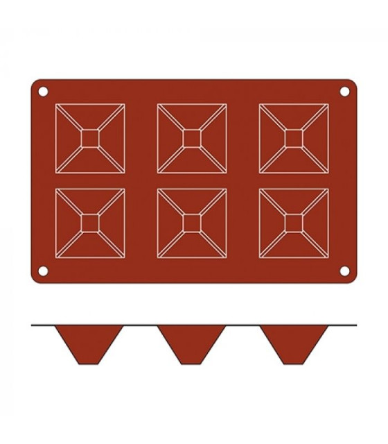 MOULE EN SILICONE GN1/3 6 PORTIONS SF007 PYRAMID SILICON FLEX dans MOULES PATISSERIES