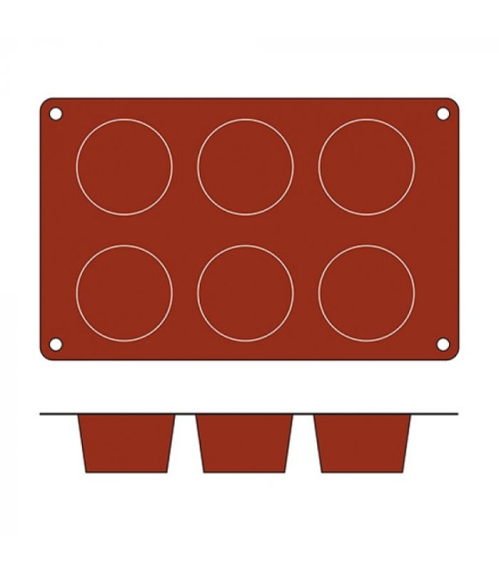 MOULE EN SILICONE GN1/3 6 PORTIONS SF023 MUFFIN SILICON FLEX dans MOULES PATISSERIES