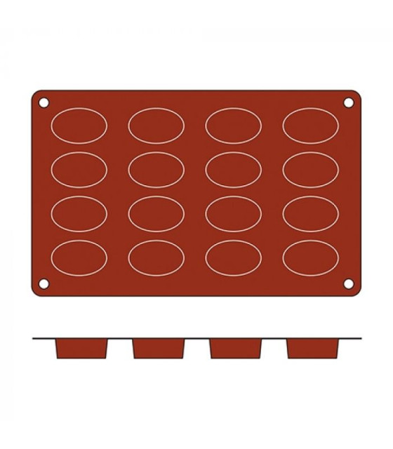 MOULE EN SILICONE GN1/3 16 PORTIONS SMALL OVAL SILICON FLEX dans MOULES PATISSERIES