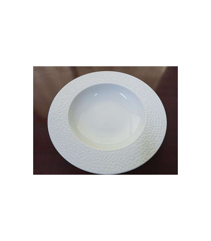ASSIETTE CREUSE MARTELLEE BULLES BLANCHE Ø22CM dans TS