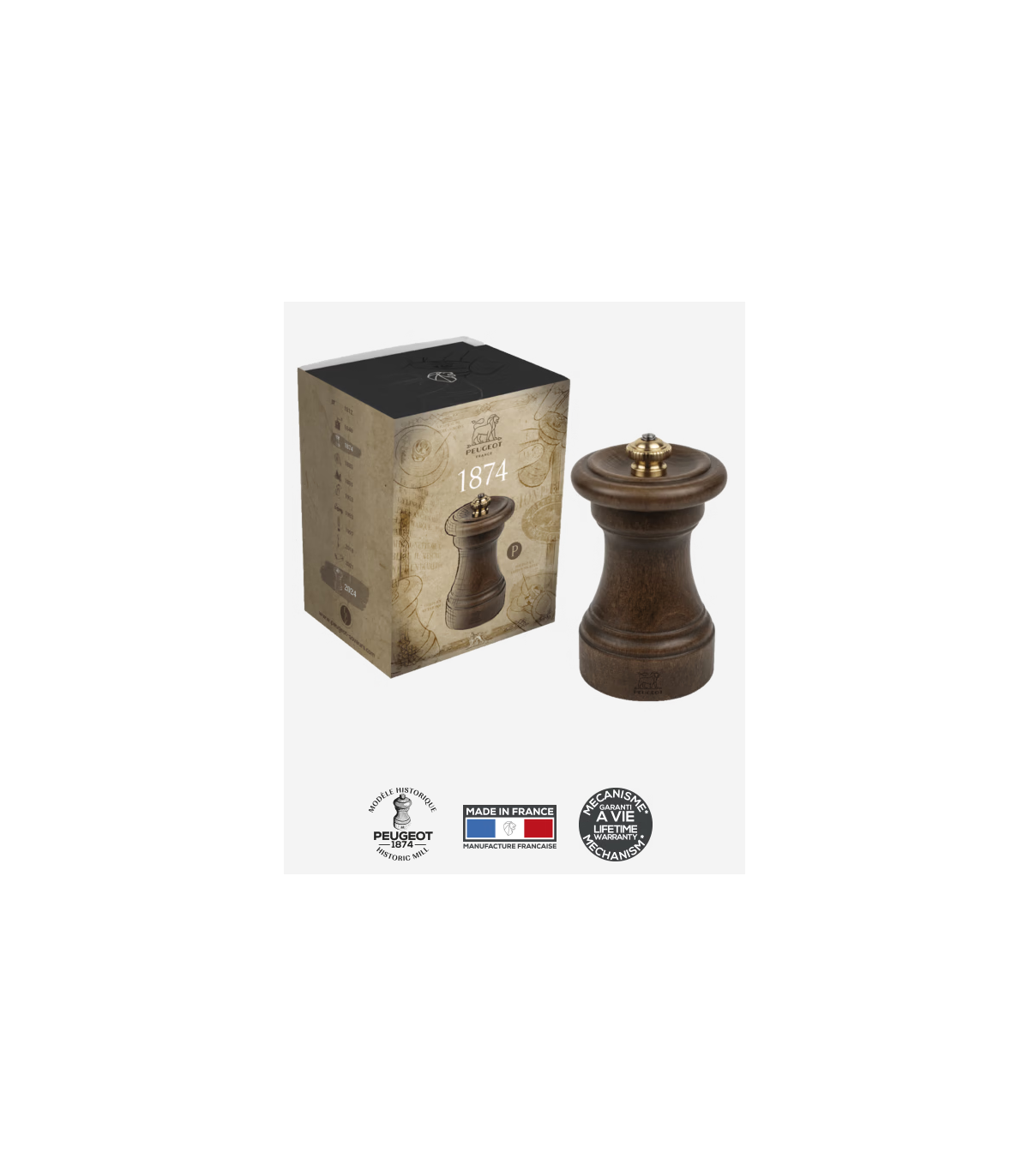 PEUGEOT MOULIN A POIVRE EN COFFRET BOIS BISTRO 10CM dans SEL ET POIVRE